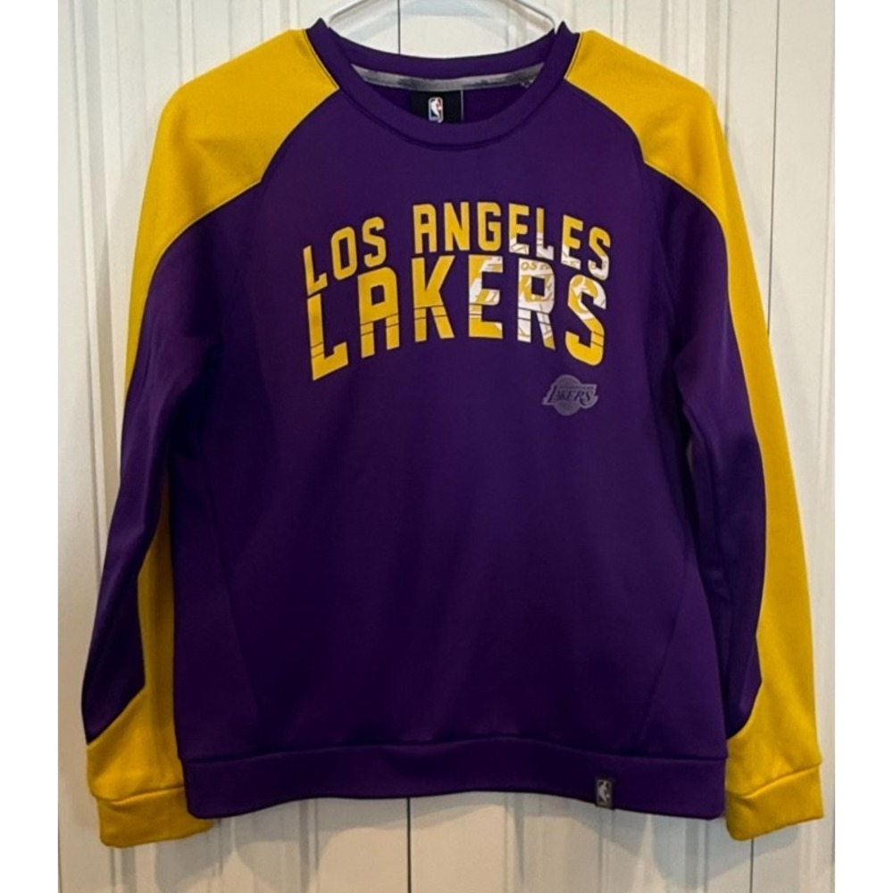 NBA Los Angeles Lakers Youth M 10/12 Purple Yellow Crewneck Sweatshirt Pullover
